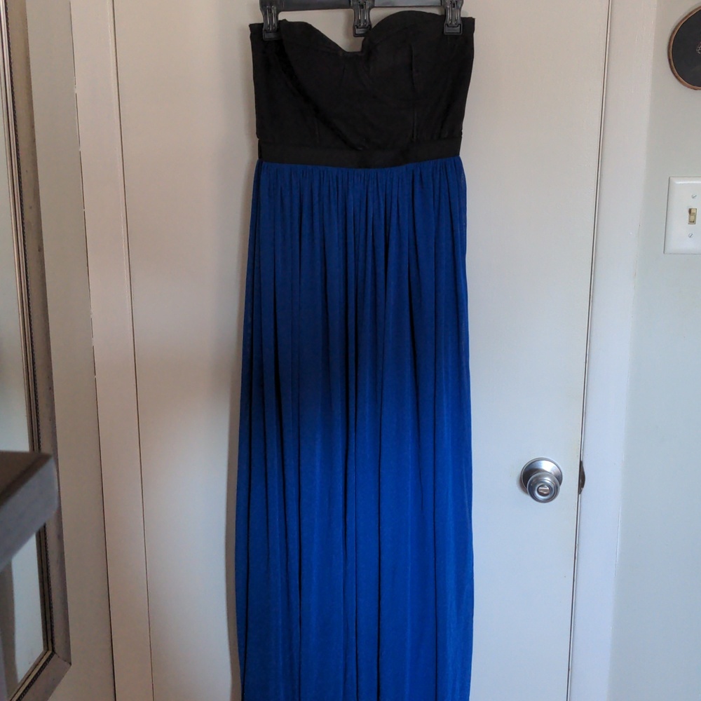 Blue and black strapless dress - Picture 1 of 7